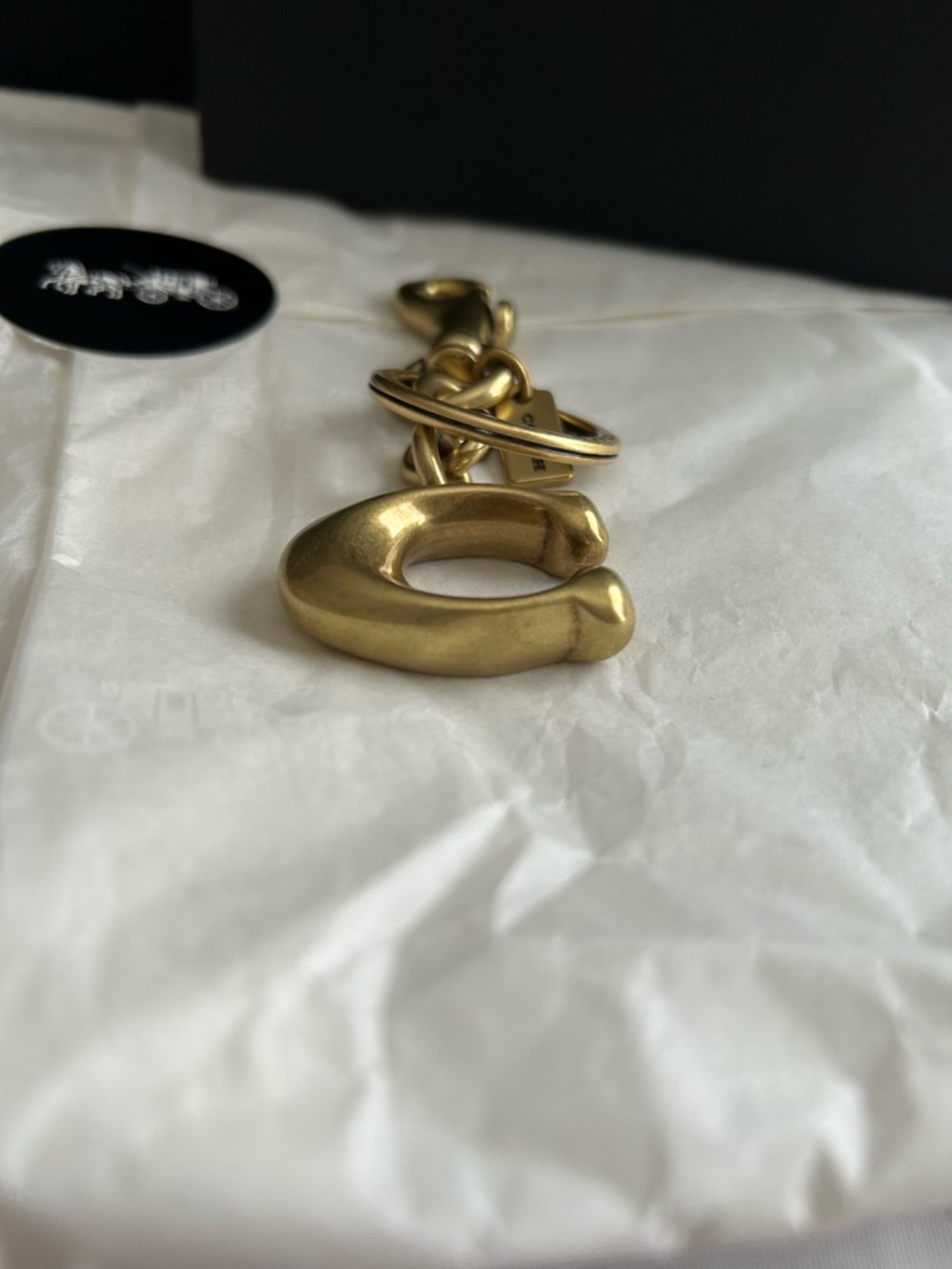 Coach Gold-Tone Brass C Charm Key Holder Charm- Includes Coach Gift Box - Picture 9 of 17
